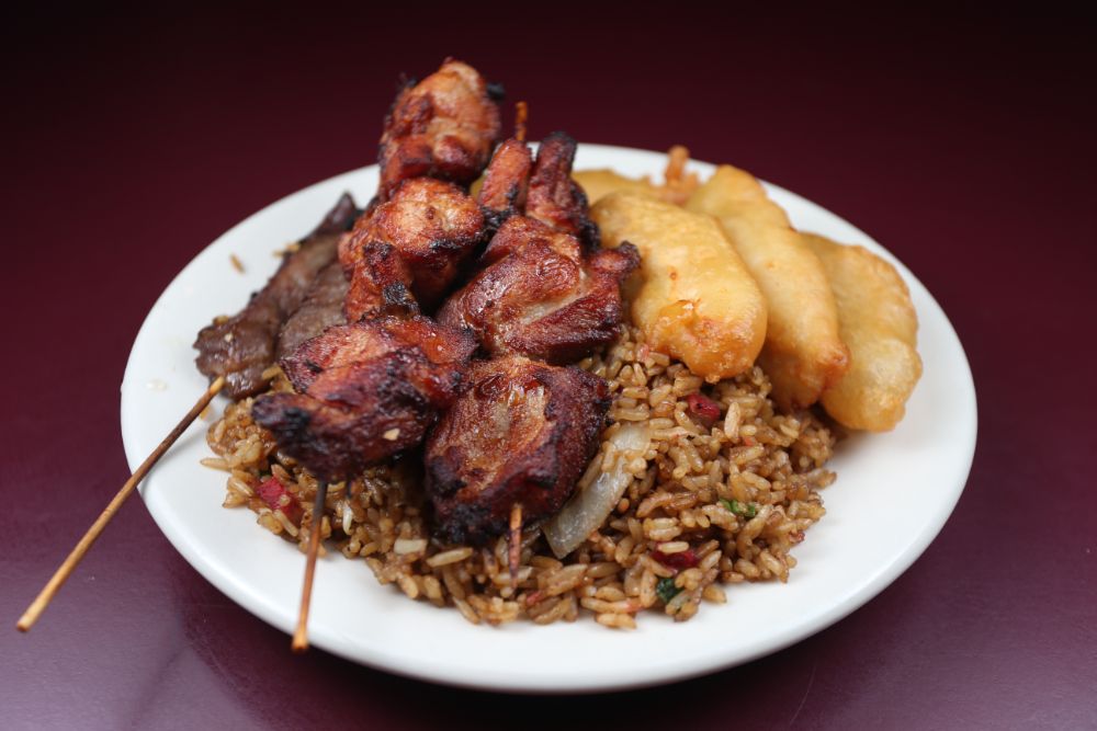 21. beef teriyaki, chicken fingers, chicken teriyaki, pork fried rice